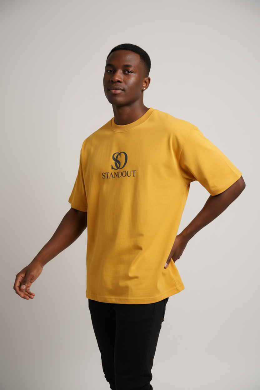 Photo 2 — Black Model, Mustard Tee